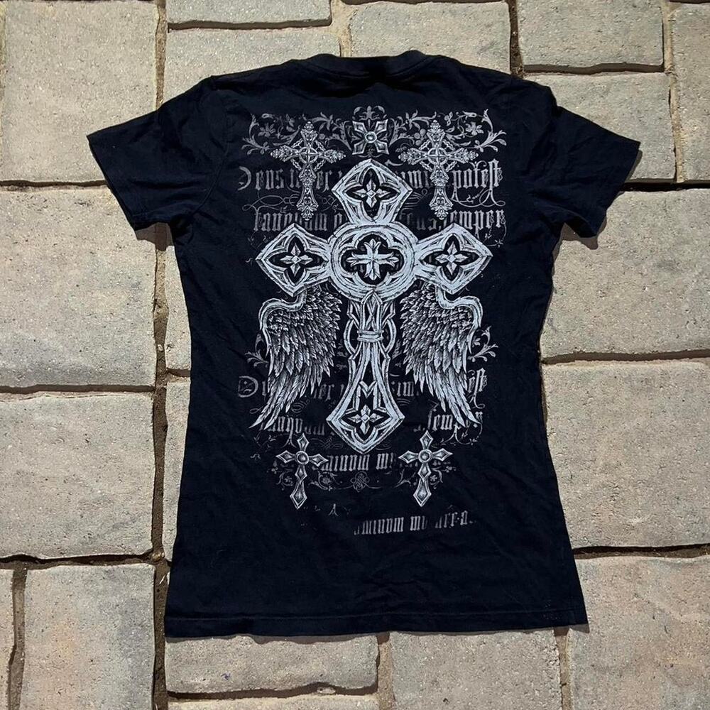 vintage black grunge cross tee size m